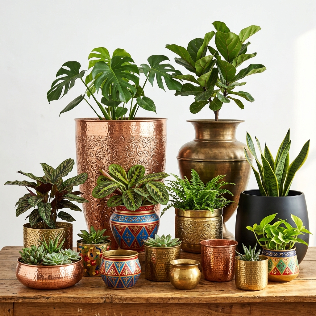 Planters — decorative metal pots and planters