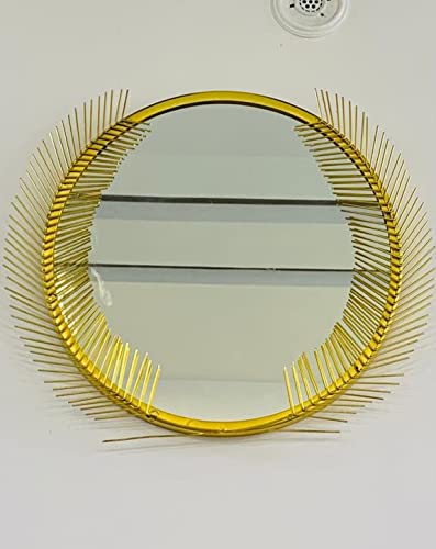 Creative Golden Eyelash Design Wall Mirror - Unique Asymmetric Wire Accent Mirror for Modern Decor