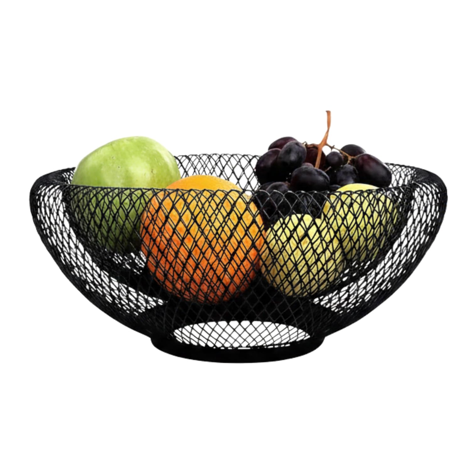 Metal Wire Mesh Fruit Basket Bowl – 10 Inch Wide, 5 Inch Deep – Durable Metal Storage Bowl for Kitchen, Dining Table & Home Decor (Black)